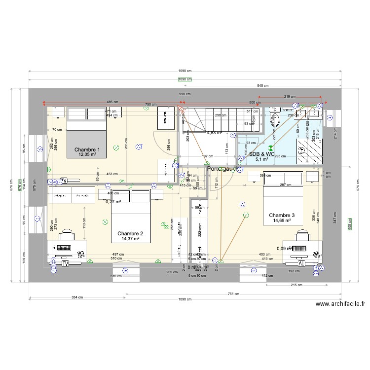 ANAIS BAT1 ETAGE 13 01 2023. Plan de 9 pièces et 51 m2