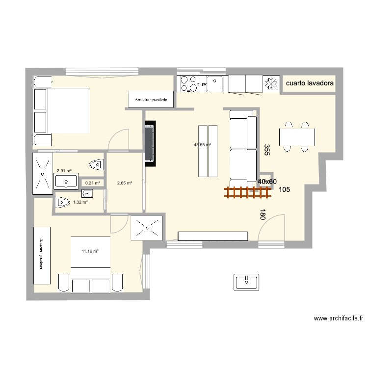 claudio Coello habitaciones y cocina 5. Plan de 0 pièce et 0 m2