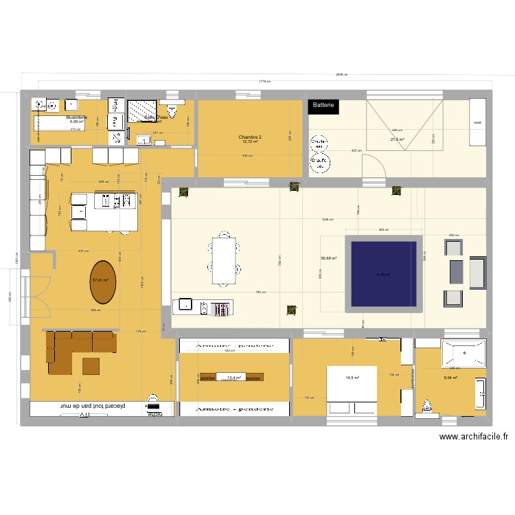 maison patio 2 1ere parti. Plan de 10 pièces et 215 m2