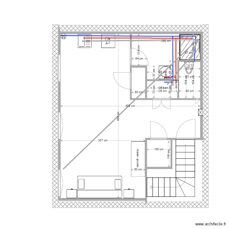 plombrte1. Plan de 5 pièces et 9 m2