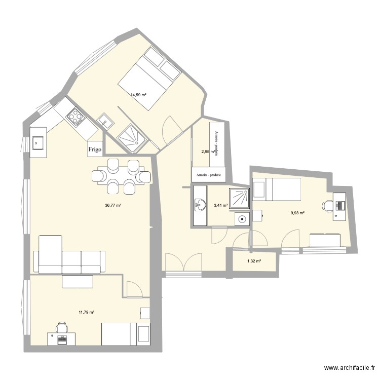 DEGAS V2. Plan de 7 pièces et 81 m2