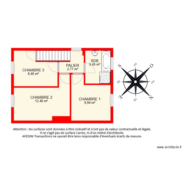 BI8432 ETAGE. Plan de 7 pièces et 42 m2