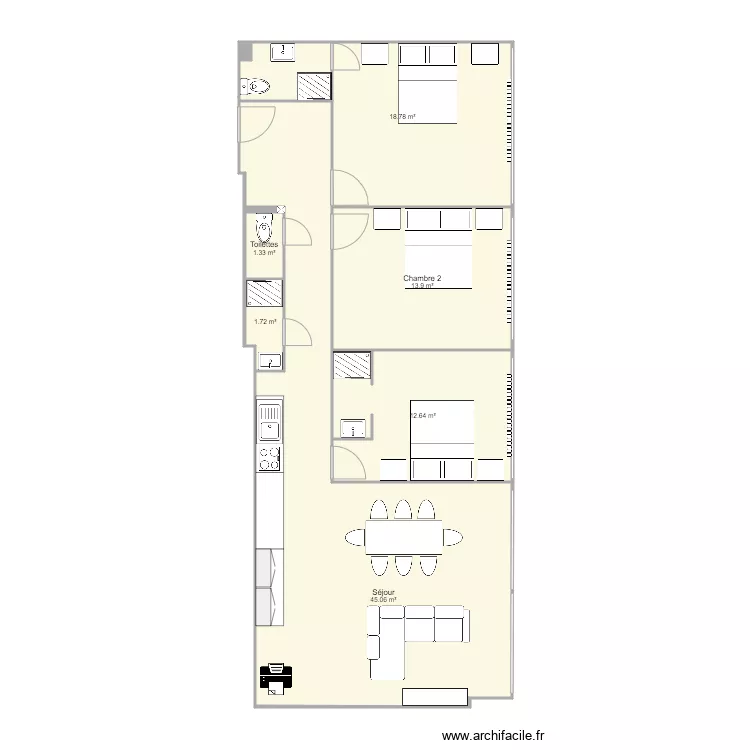 Caluire plan avec meubles. Plan de 