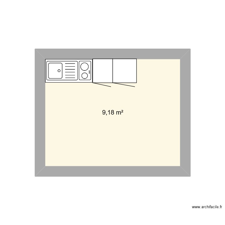 RCM. Plan de 1 pièce et 9 m2