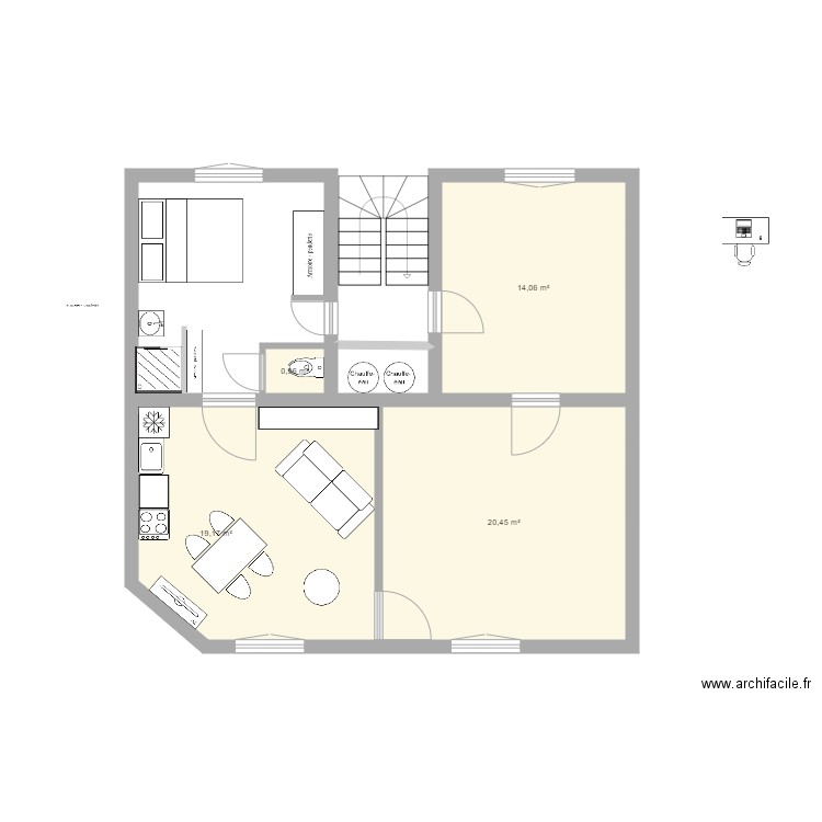 Abbaye 32 Zarbi verriere. Plan de 4 pièces et 55 m2