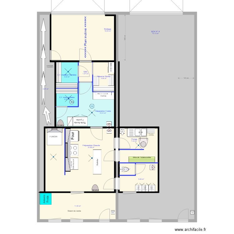 Bistrot Gourmet 002. Plan de 13 pièces et 171 m2