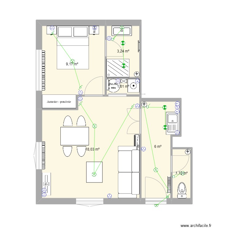 SCI EHIJ T2 ELEC. Plan de 6 pièces et 39 m2