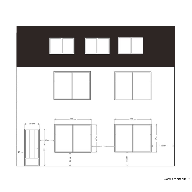 Plan façade Bureau. Plan de 0 pièce et 0 m2