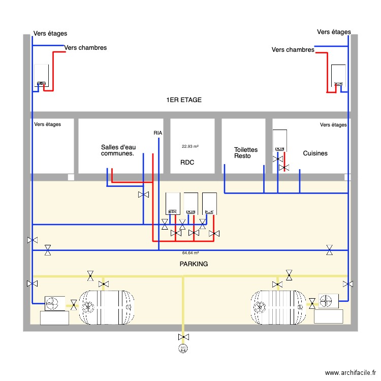 plomberie parking 1. Plan de 0 pièce et 0 m2