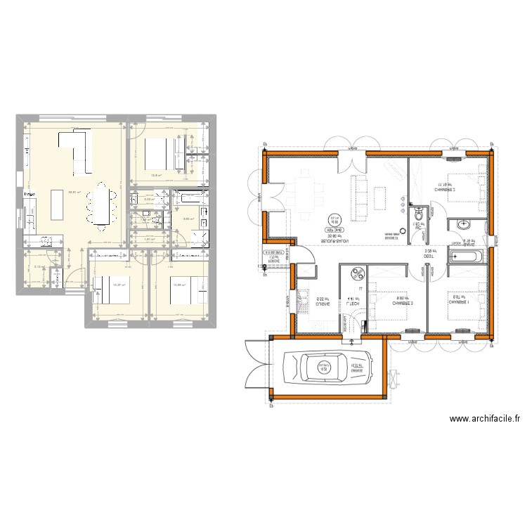 plan maison 2. Plan de 9 pièces et 84 m2