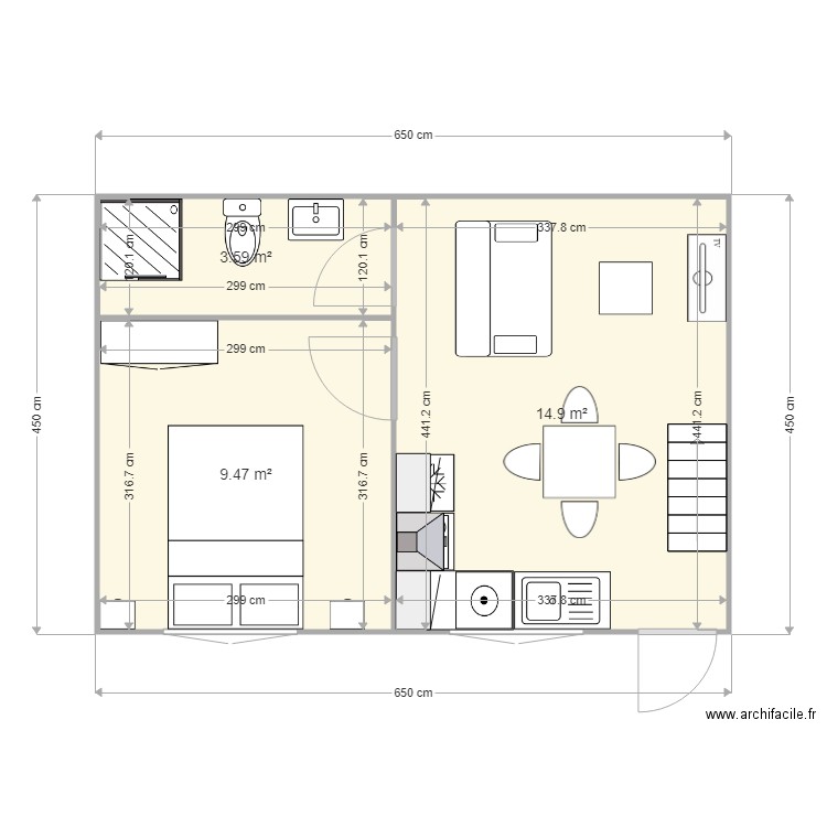 MON MODELE DE MAISON SUR 2 NIVEAUX 30 M2. Plan de 0 pièce et 0 m2