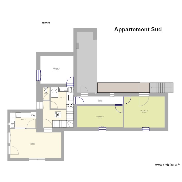 La  plaine   Appartement V5. Plan de 10 pièces et 100 m2