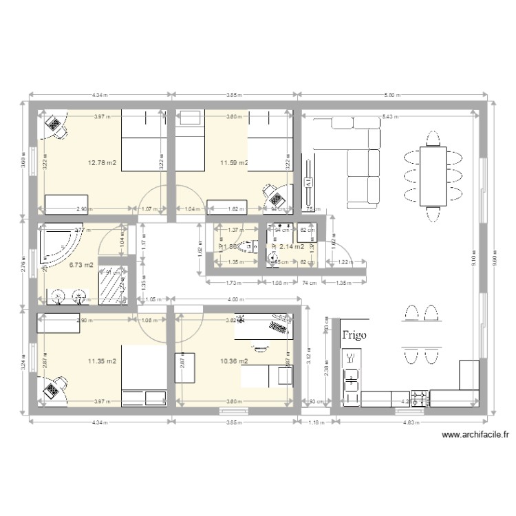 plan maison 7 pieces