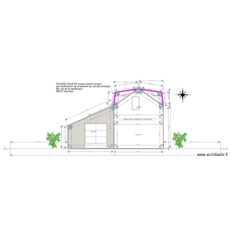 FACADE GAUCHE  apres travaux ok avec baie. Plan de 0 pièce et 0 m2