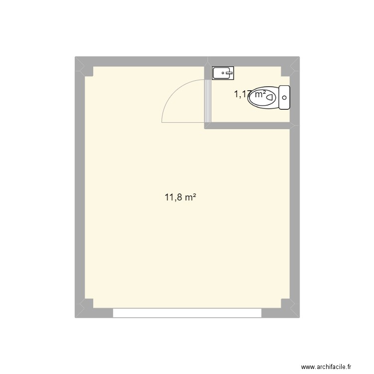 BUREAU PLOM. Plan de 2 pièces et 13 m2