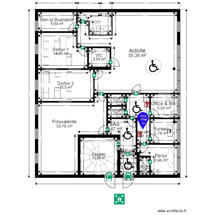 78 VIROFLAY 191 Leclerc Evac 24082022_URBAIN. Plan de 17 pièces et 190 m2