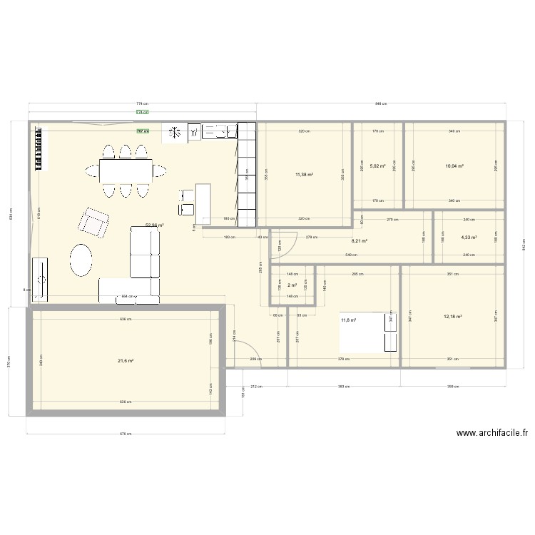 V2z. Plan de 10 pièces et 140 m2