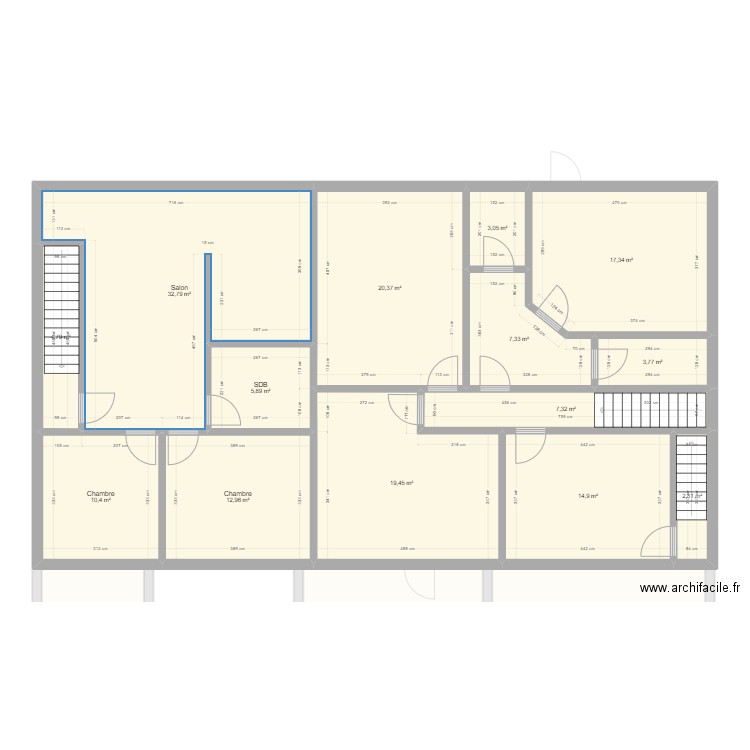 DE ROO. Plan de 28 pièces et 383 m2