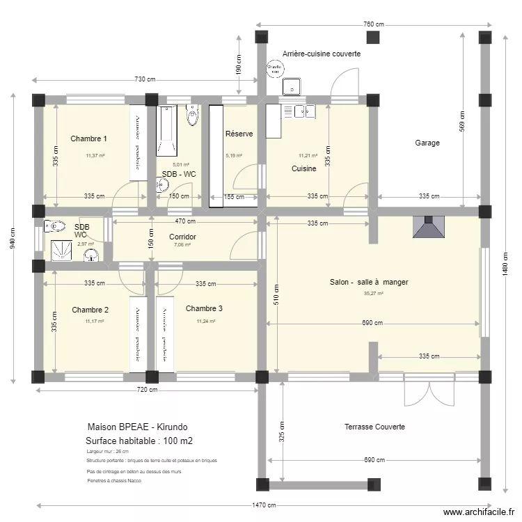 Maison BPEAE Kirundo . Plan de Maison BPEAE Kirundo . Plan de