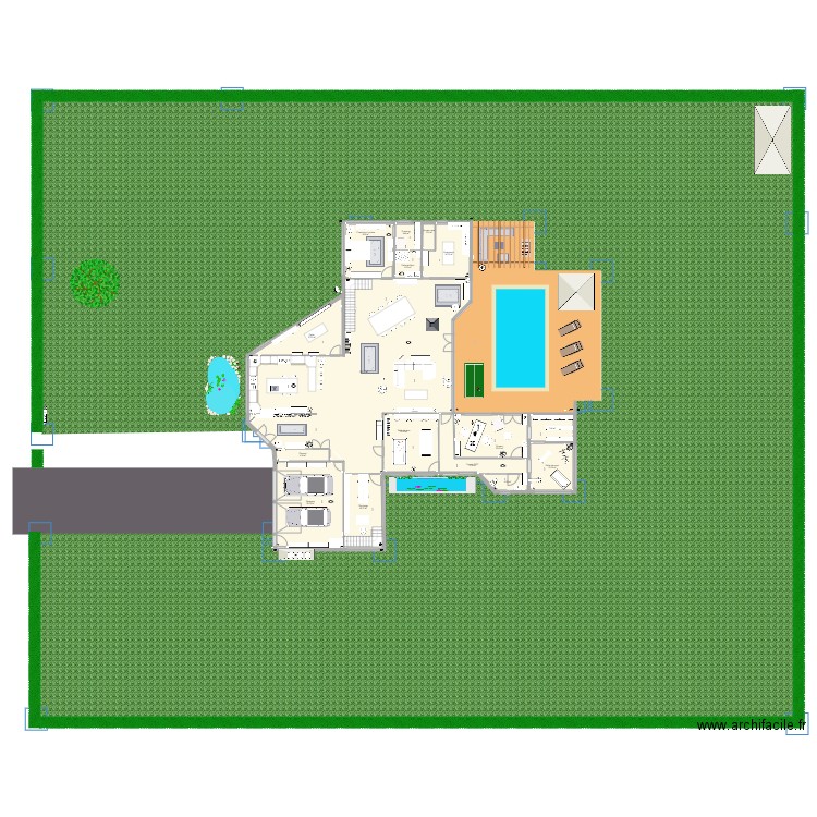 Maison V1. Plan de 16 pièces et 370 m2