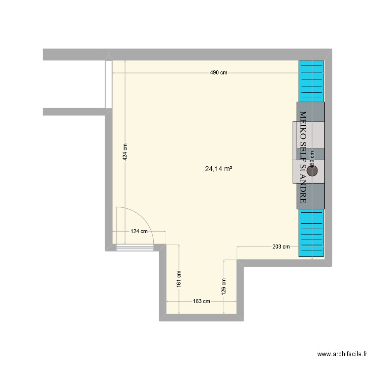 Self ST André. Plan de 1 pièce et 24 m2