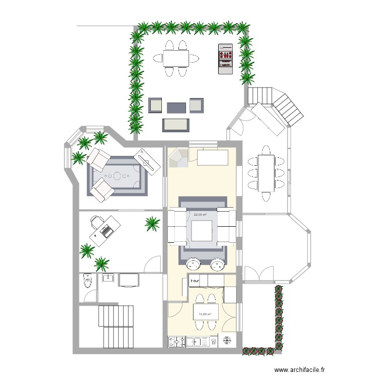 rez de chausse cluses 3. Plan de 2 pièces et 33 m2