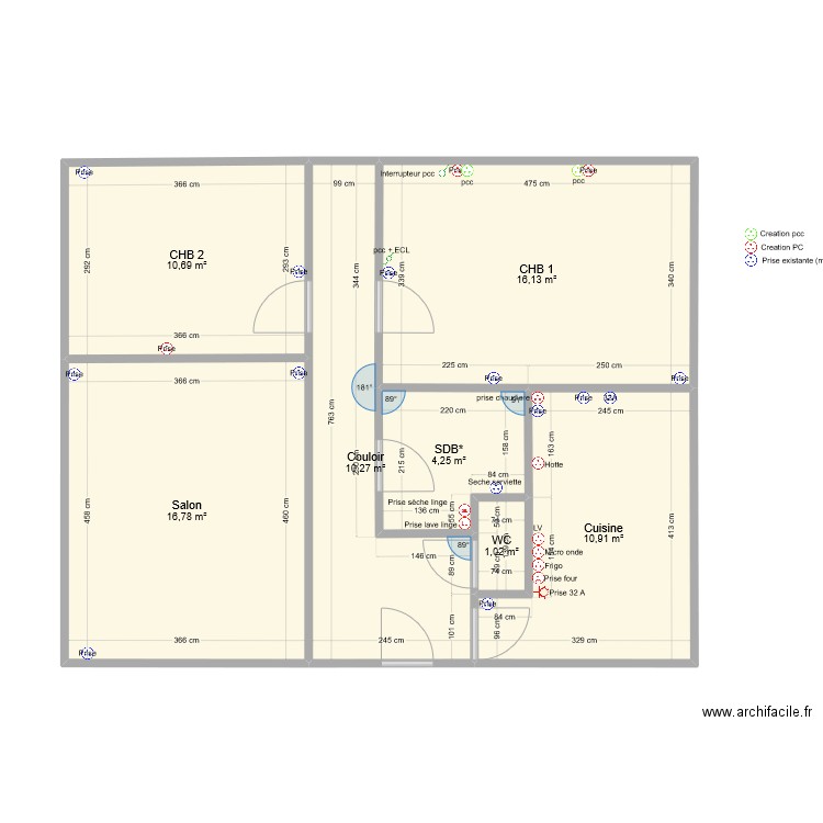 Landerneau. Plan de 7 pièces et 70 m2