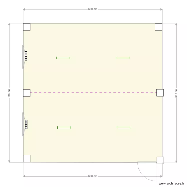 B Construct 600cm x 600cm. Plan de 
