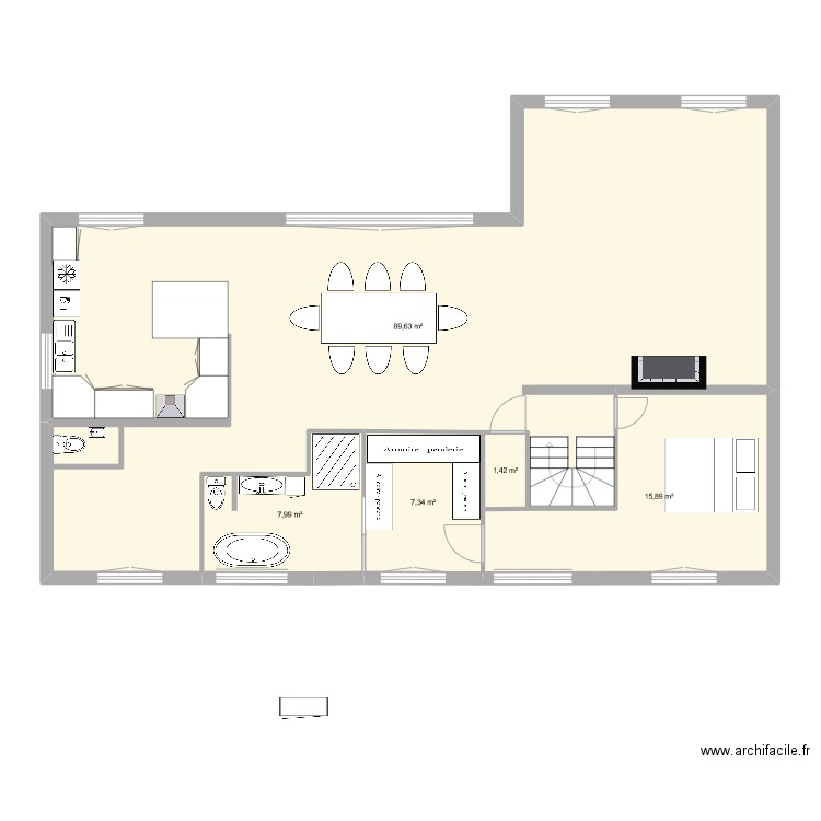 Corniche Init. Plan de 5 pièces et 122 m2