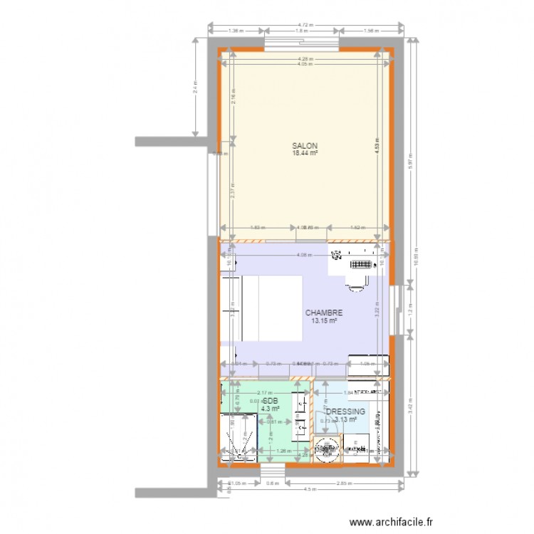 BLOT. Plan de 6 pièces et 83 m2