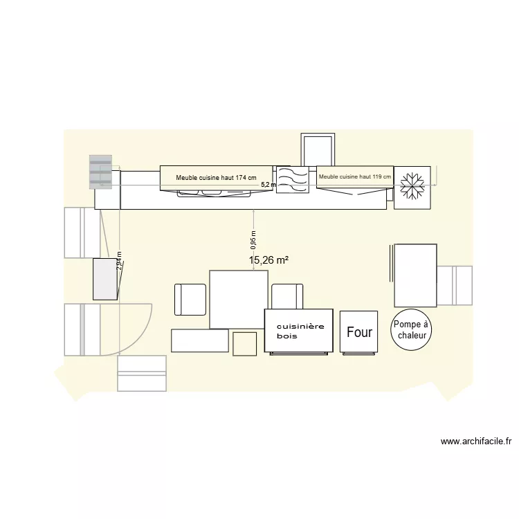 plan cuisine sans toit V3. Plan de 1 Pièce et 15 m² plan cuisine sans toit V3. Plan de 1 Pièce et 15 m²
