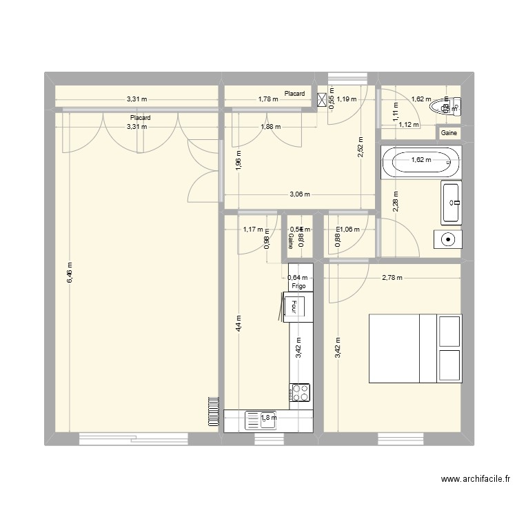 Raquel. Plan de 11 pièces et 54 m2