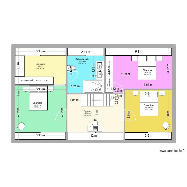 Etage Maison Soiz et Xav. Plan de 6 pièces et 151 m2