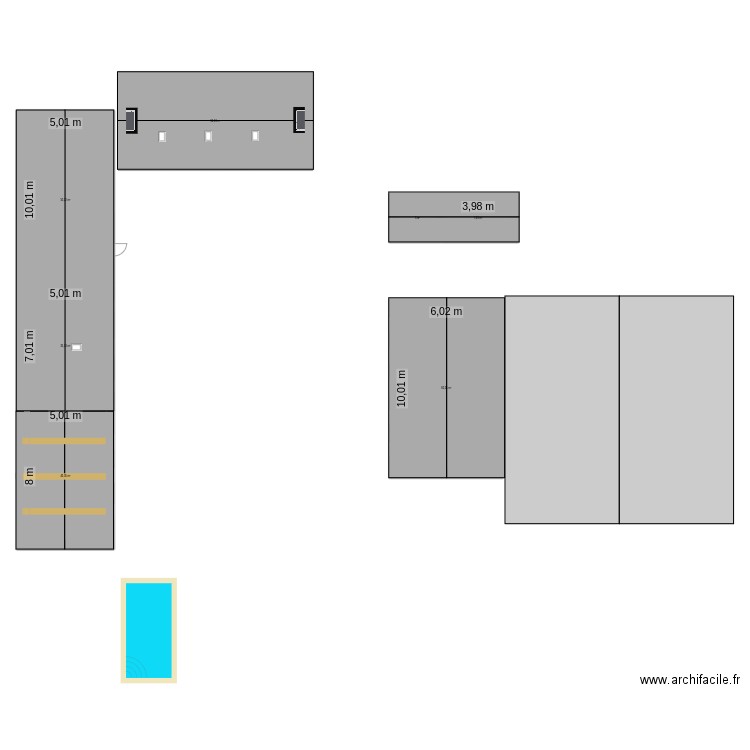 Lanrivain - plan de masse. Plan de 7 pièces et 254 m2