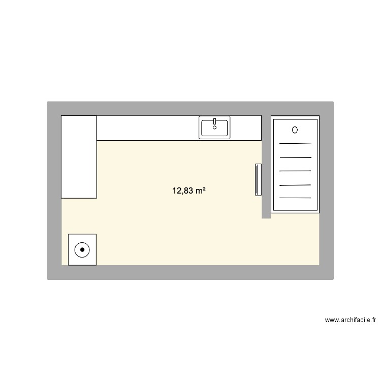 Salle de bain. Plan de 1 pièce et 13 m2
