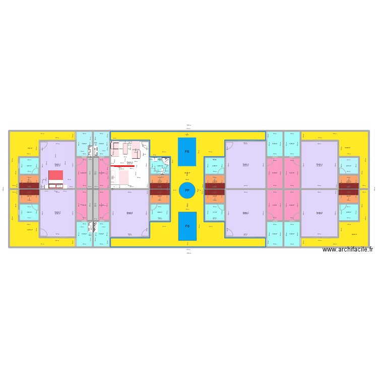 Jacqueville Studio Projection. Plan de 45 pièces et 483 m2