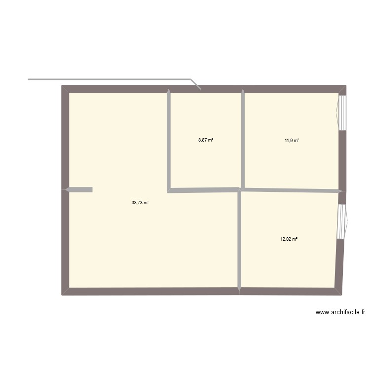 LEZ RDC base. Plan de 4 pièces et 67 m2