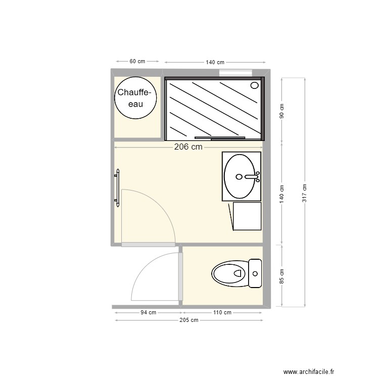 CHEVALIER Aude. Plan de 2 pièces et 6 m2