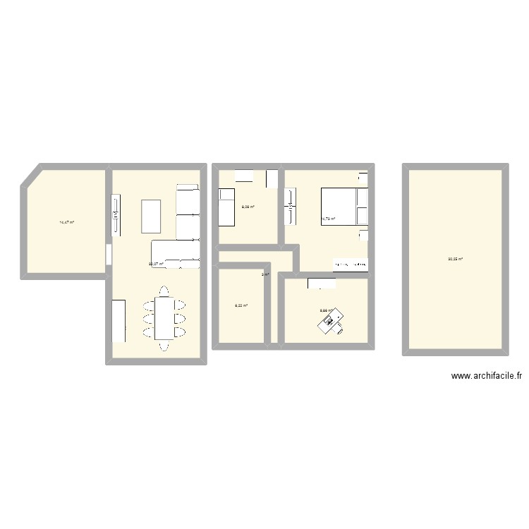 Maison 1. Plan de 8 pièces et 117 m2
