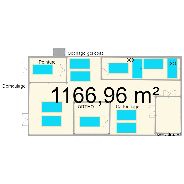 Fabrication. Plan de 6 pièces et 2506 m2