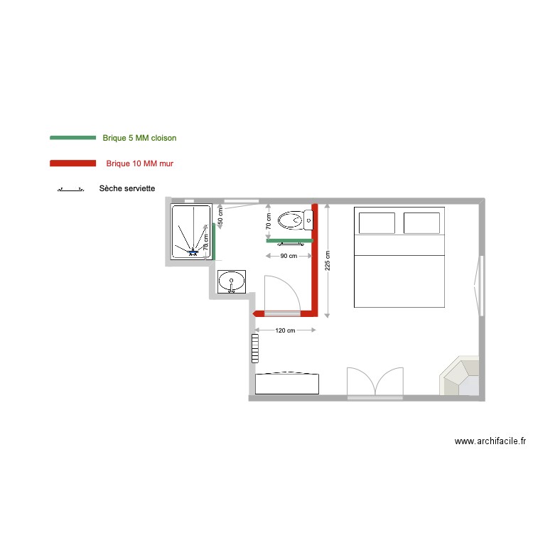 Chambre droite. Plan de 0 pièce et 0 m2