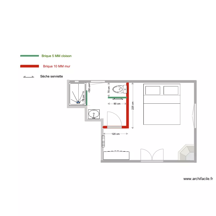 Chambre droite. Plan de Chambre droite. Plan de