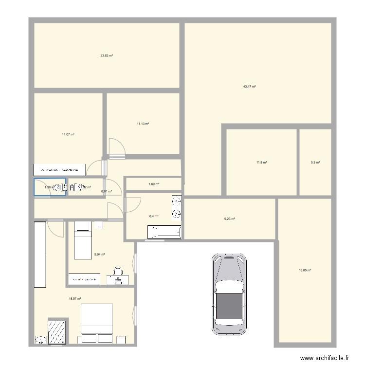 extension devant chambre2. Plan de 0 pièce et 0 m2