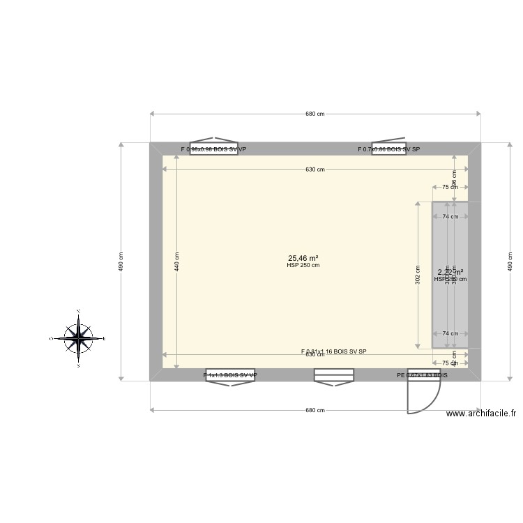 Rivano. Plan de 14 pièces et 126 m2