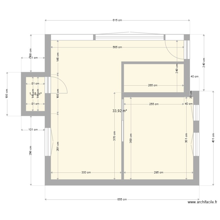 Petite maison 3. Plan de 2 pièces et 35 m2
