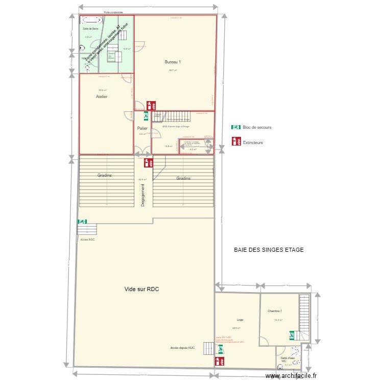 Baie des singes étage 1. Plan de 0 pièce et 0 m2