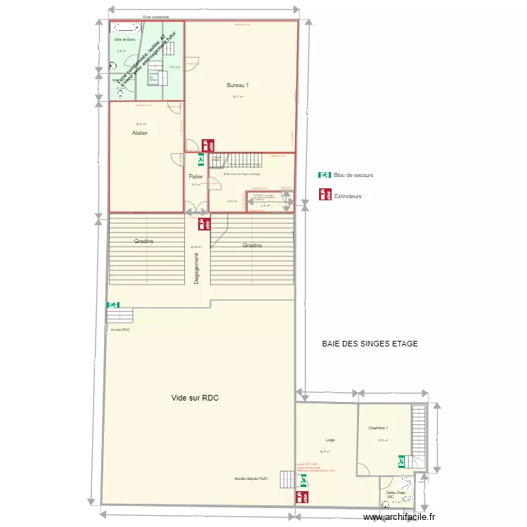 Baie des singes &eacute;tage 1. Plan de 