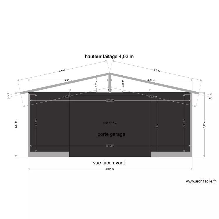 face avant garage. Plan de 