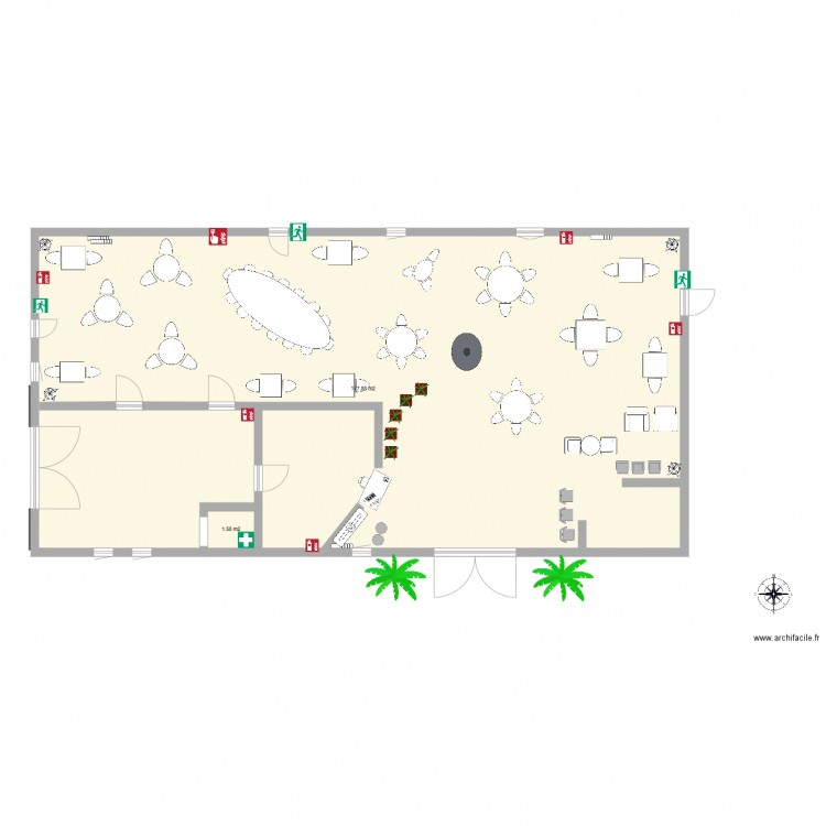salle restaurant 200. Plan de 0 pièce et 0 m2