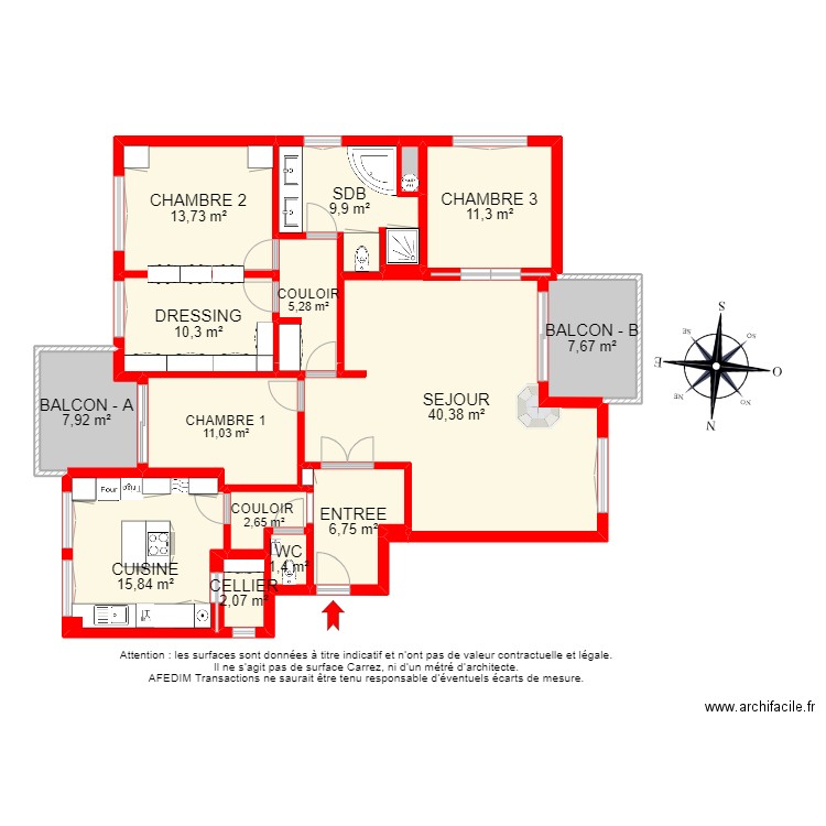 BI12142 - APPARTEMENT . Plan de 19 pièces et 147 m2